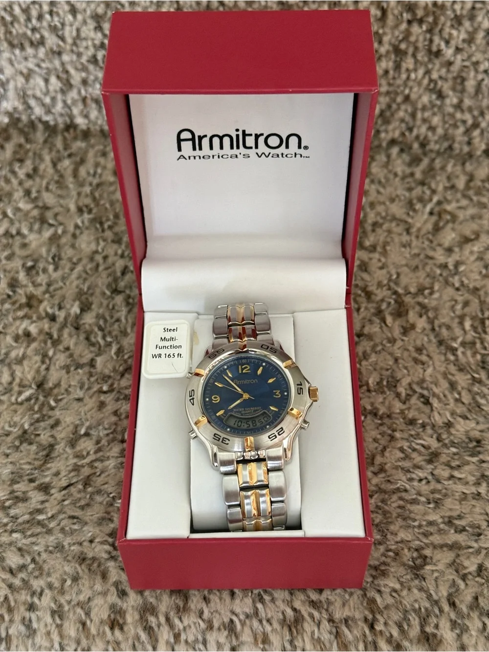 Armitron vintage digital analog Two-Tone Blue Dial Watch Mens